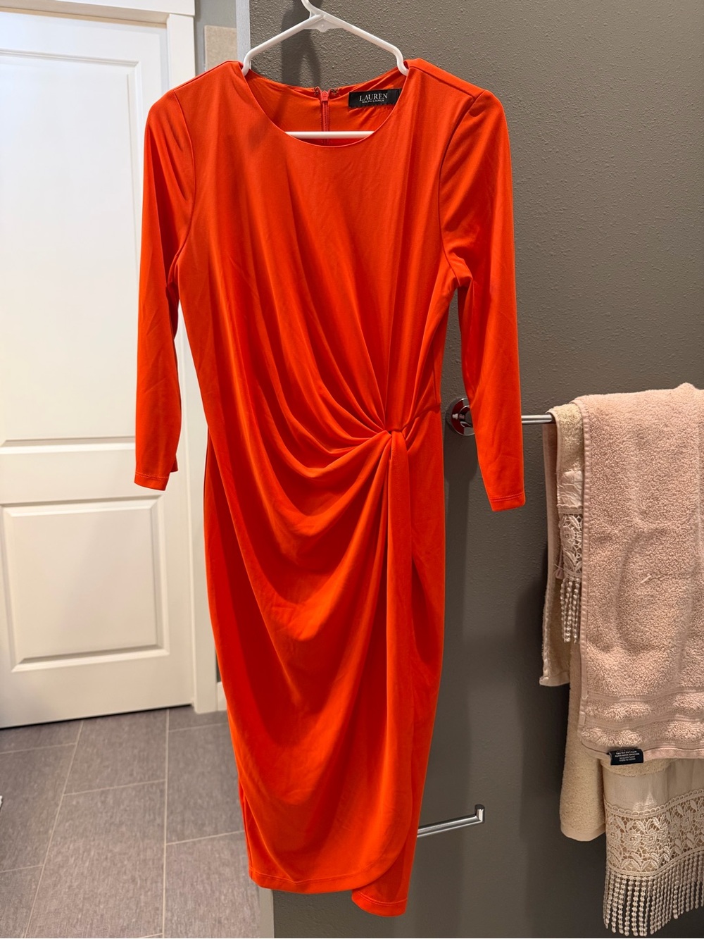 Ralph Lauren Orange Twist-Waist Long Sleeve Sheath Dress-NWOT - Picture 2 of 4